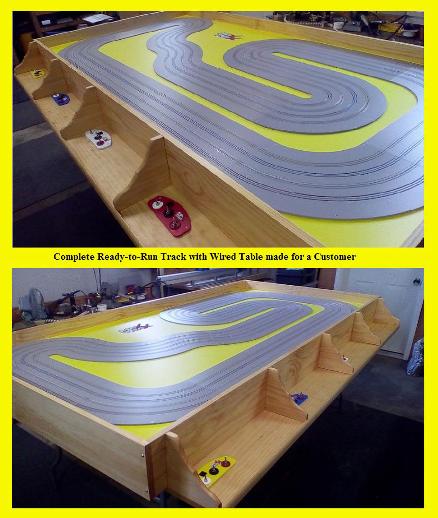 Complete wired slot car track with custom table